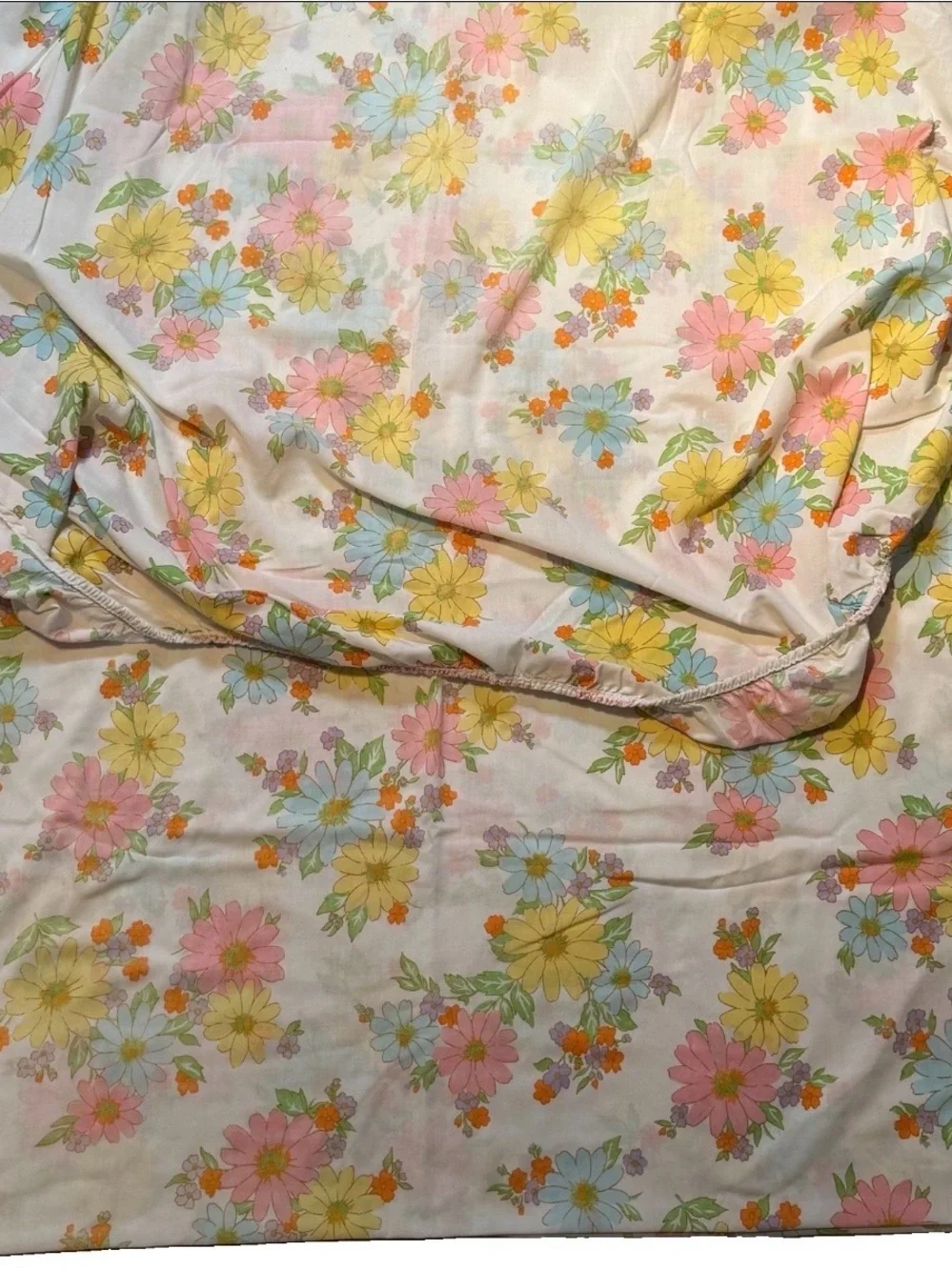 Vintage Cannon Monticello Twin Flower Power Sheet Set Fitted Flat Mod Daisy
